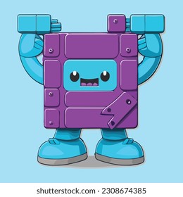 amazing illustration of block mascot vector art