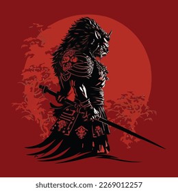 amazing illustration of dashing japanese samurai style vector art