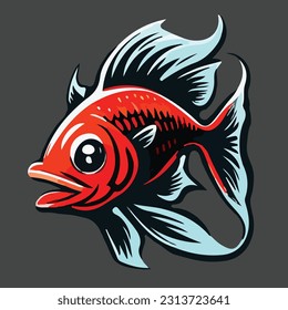 amazing illustration of simple fish mascot icon
