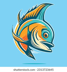 amazing illustration of simple fish mascot icon
