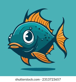 amazing illustration of simple fish mascot icon