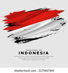 Amazing Indonesia flag background vector with grunge brush style. Indonesia Independence Day Vector 