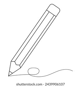 Amazing isolated tilted black pencil on pure white background. eps 10