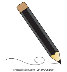 Amazing isolated tilted black pencil on pure white background. eps 10
