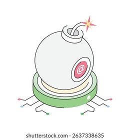 An amazing isometric icon of identifying email threat