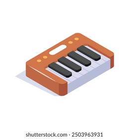 An amazing isometric icon of musical keyboard in modern style