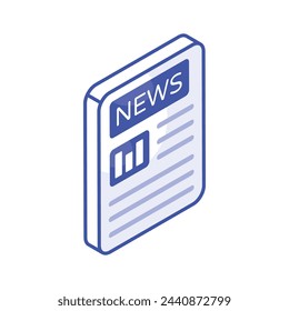 An amazing isometric icon of news paper in trendy style