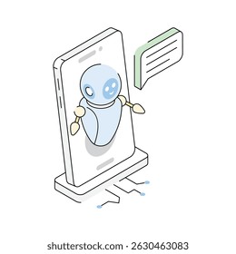 An amazing isometric icon of robot communication