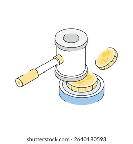 An amazing isometric icon showing auction bidding