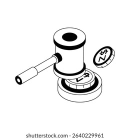 An amazing isometric icon showing auction bidding