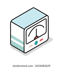An amazing isometric icon of speedometer in motion