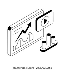 An amazing isometric icon of video analytics dashboard