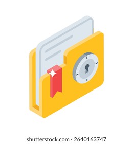 An amazing isometric style icon of secure folder lock - Powered by Shutterstock - Get 15% off with code: PIKWIZARD15