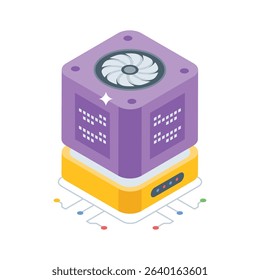 An amazing isometric style icon of server fan cooling unit
