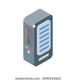 An amazing isometric style icon of server tower hardware