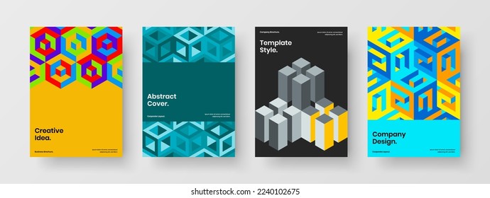 Amazing journal cover A4 design vector layout bundle. Unique mosaic pattern poster concept collection.