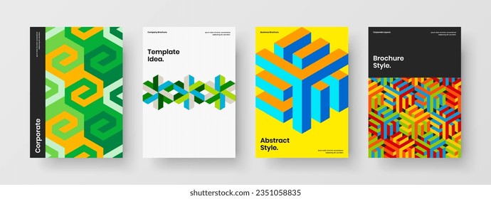 Amazing journal cover design vector illustration collection. Original geometric hexagons brochure template bundle.