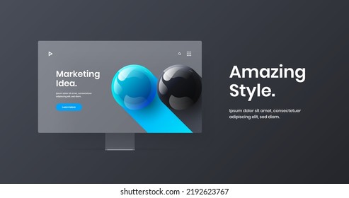 Amazing landing page design vector template. Simple display mockup website screen concept.