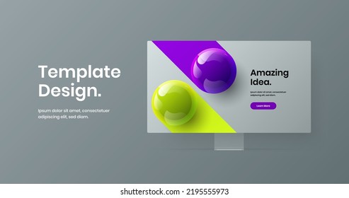 Amazing landing page design vector layout. Simple display mockup site screen template.