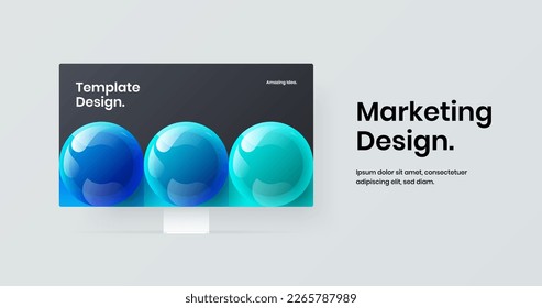 Amazing landing page vector design concept. Bright computer monitor mockup site screen layout.
