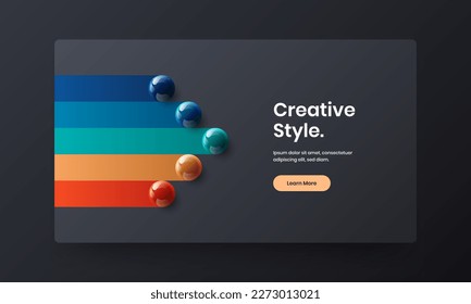 Amazing landing page vector design concept. Simple realistic spheres placard layout.