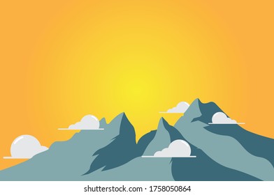 Amazing Landscape Design Illustration Vector, Beautiful Sunset, Outdoor