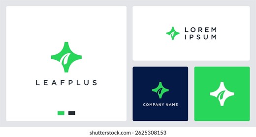Increíble diseño de logotipo de hoja plus
