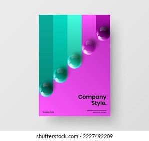 Increíble concepto de vector de diseño de folletos. Ilustración de portada del diario de esferas realistas.