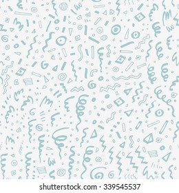 Amazing light blue hand drawn party vector seamless pattern. Abstract artistic geometric background. Cute endless texture. Pattern can be used as vintage wallpaper, website backdrop, textile design