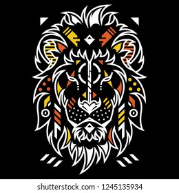 Amazing Lion Head Vector Illustration in Black Background