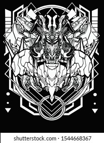 amazing lion robot warrior black white with future background t shirt design 