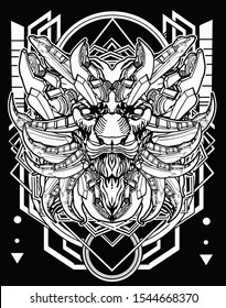 amazing lion robot warrior black white with future background t shirt design 