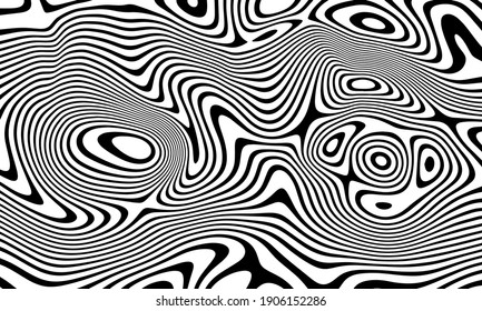 Amazing liquify lines effect on black and white, vector illustration