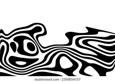 Amazing liquify lines effect on black and white, vector illustration