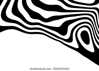 Amazing liquify lines effect on black and white, vector illustration.