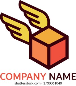 An amazing logo box with two wings and a blend of orange and yellow colors. Suitable for your business logo