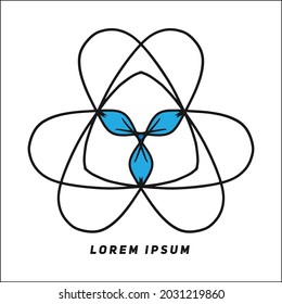 Amazing logo with line and blue flower composition. Editable vector file for your brand, icon, or all of your graphic needs.