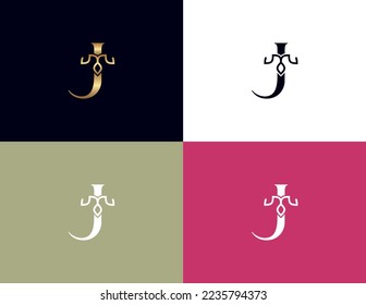 amazing luxury crown beauty logo letter J