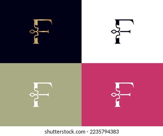 amazing luxury crown beauty logo letter F