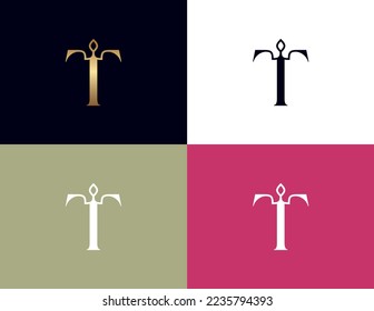 amazing luxury crown beauty logo letter T