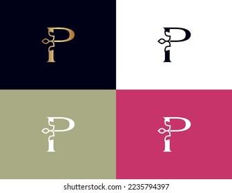 amazing luxury crown beauty logo letter P