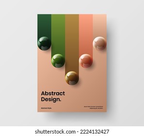 Amazing magazine cover A4 vector design layout. Vivid 3D spheres corporate brochure illustration.