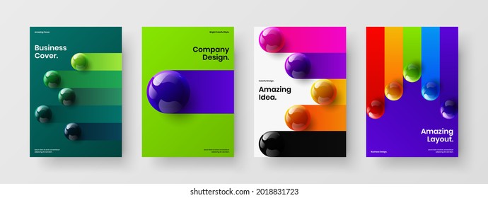 Increíble paquete de ilustraciones vectoriales de diseño de portada de revista. Esferas realistas minimalistas colección de conceptos de banner.