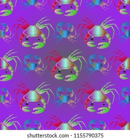 Amazing magian crab multicolor background seamless.