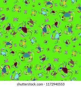 Amazing magic crab multicolor background seamless.