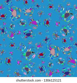Amazing magic crab multicolored background seamless.