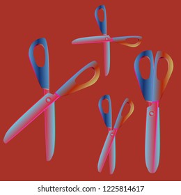 Amazing magical kit gradient multicolor instrument scissors.