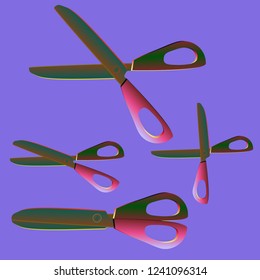 Amazing magical kit gradient multicolor instrument scissors.