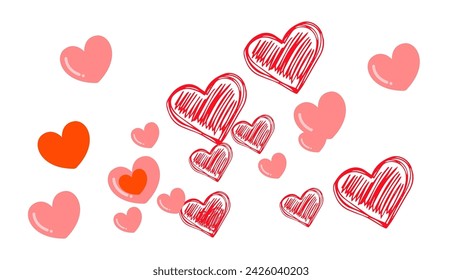 amazing and magnificent hearts icon Set of red hearts icons. hearts background Vector illustration.