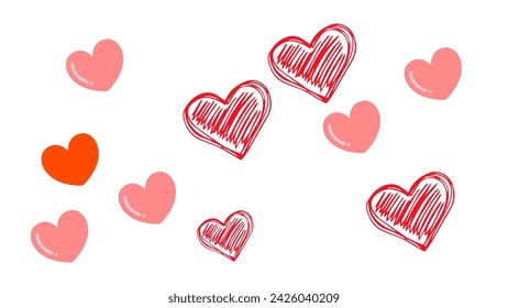 amazing and magnificent hearts icon Set of red hearts icons. hearts background Vector illustration.